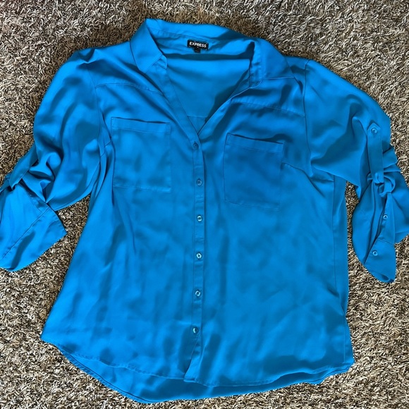 Express Tops - Turquoise Button up